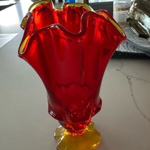 Vibrant Amberina Glass Vase